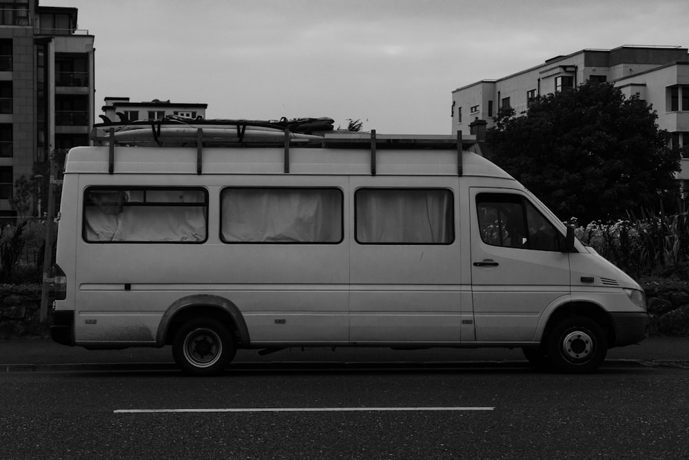 a white van parked on the side of the road