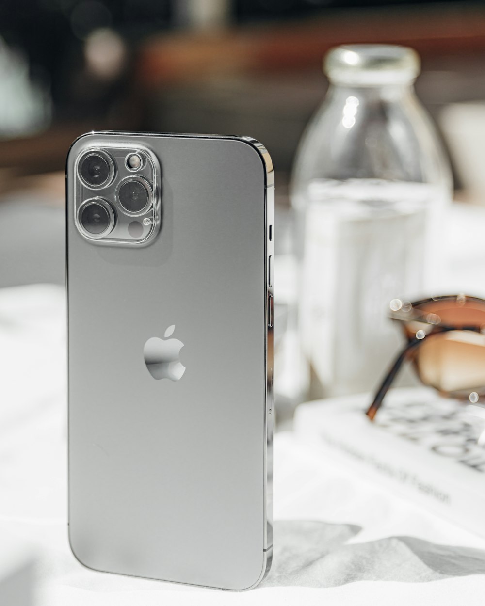 a close up of a cell phone on a table