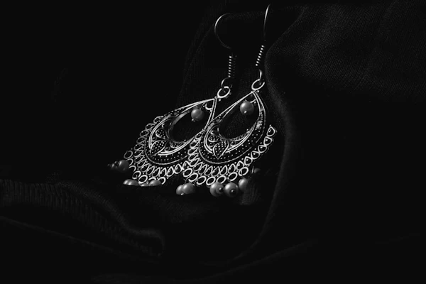 Silver filigree chandelier earrings with crystals