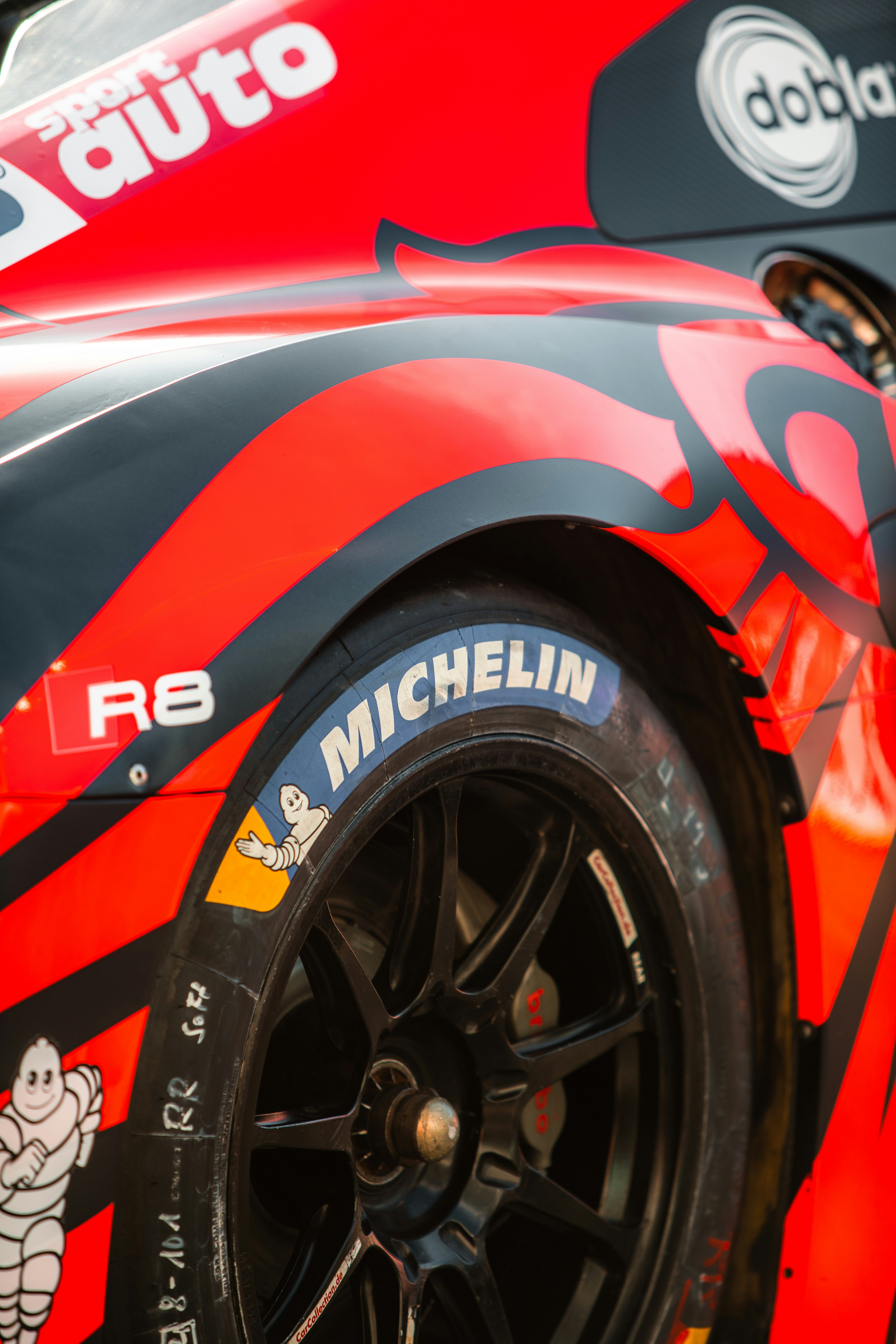 a close up of a tire on a racing car