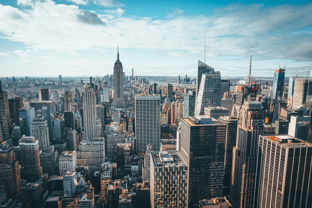 a view of a large city with tall buildings