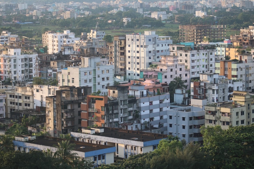 a view of a city with lots of tall buildings