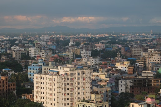 a view of a city from a tall building
