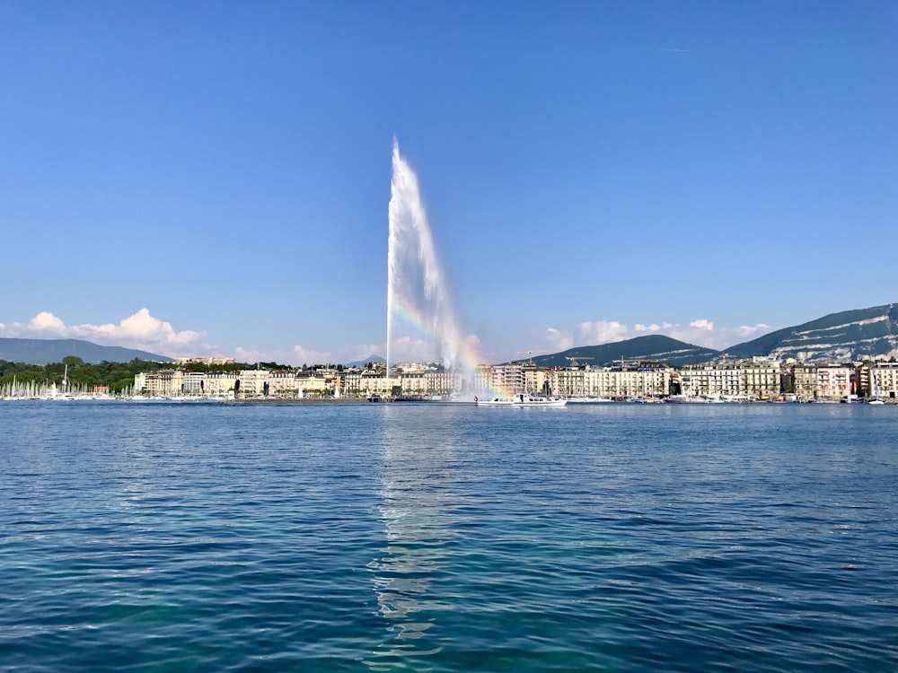 a large fountain spewing water into the air