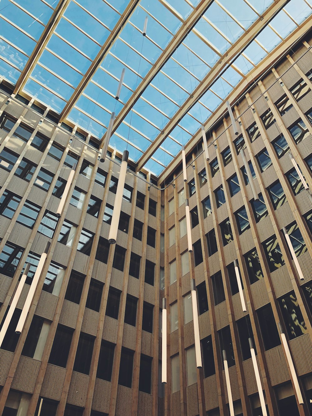 a tall building with a skylight above it