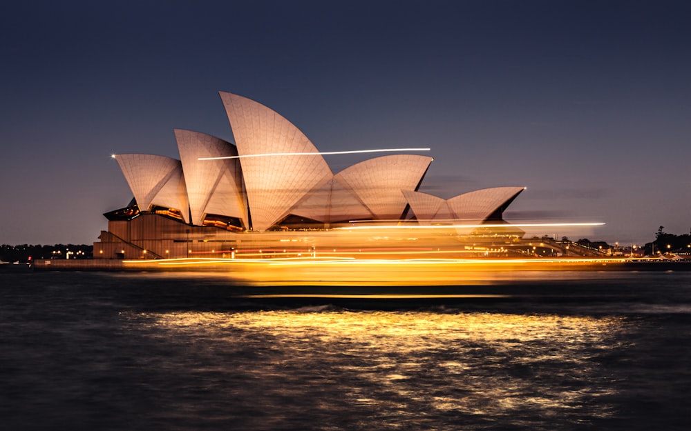 a picture of the sydney opera at night