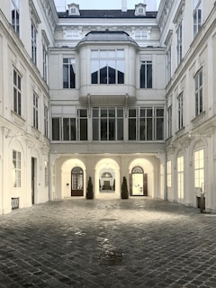 View of a charming courtyard from one of our renovated apartments in a historic building.