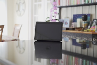 A digital tablet displaying an interactive eBook in a bright setting.