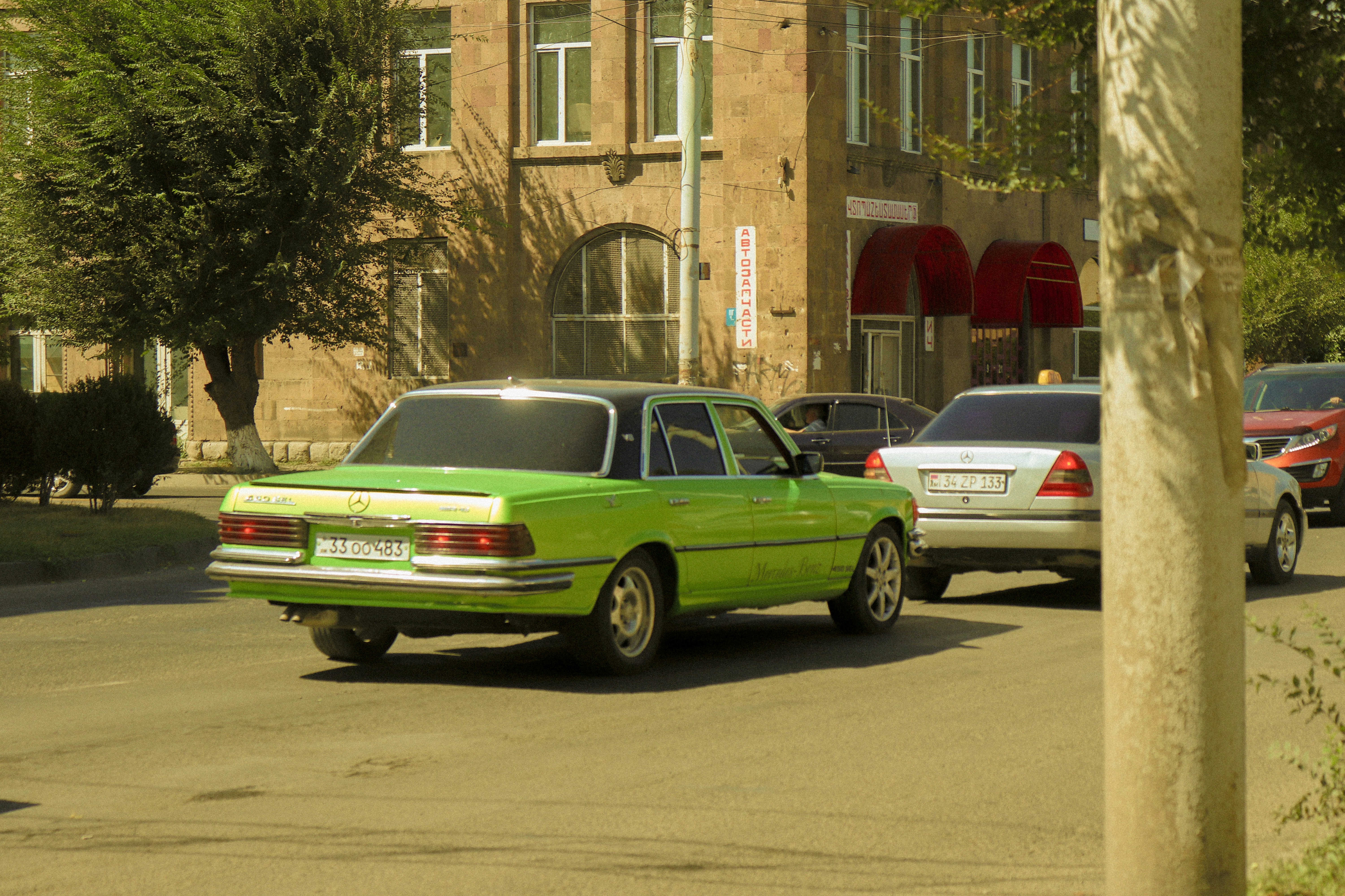 Green retro car 