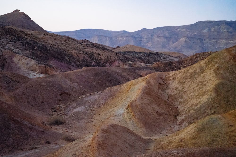 a view of a mountain range in the desert