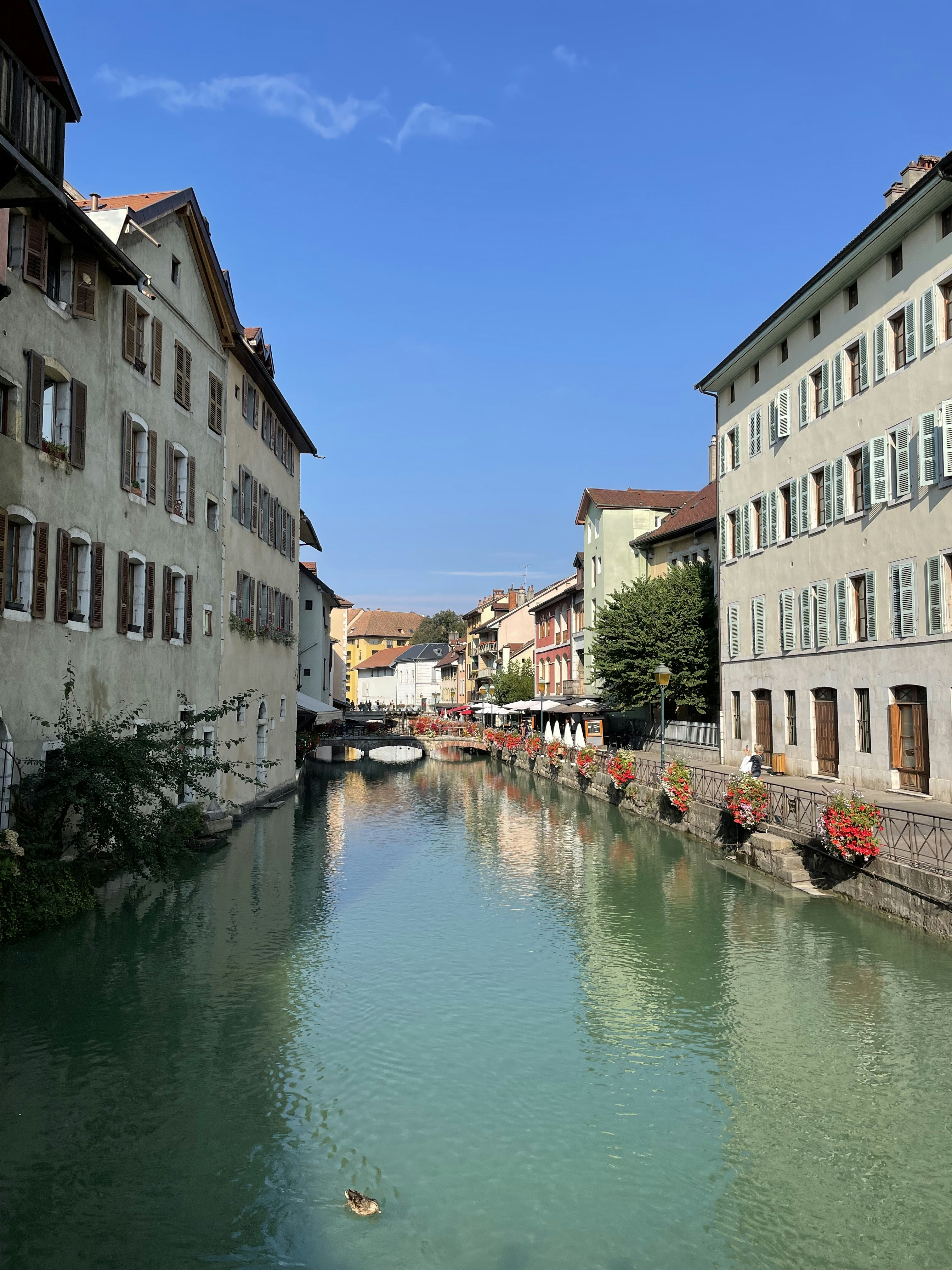 a river running through a city next to tall buildings