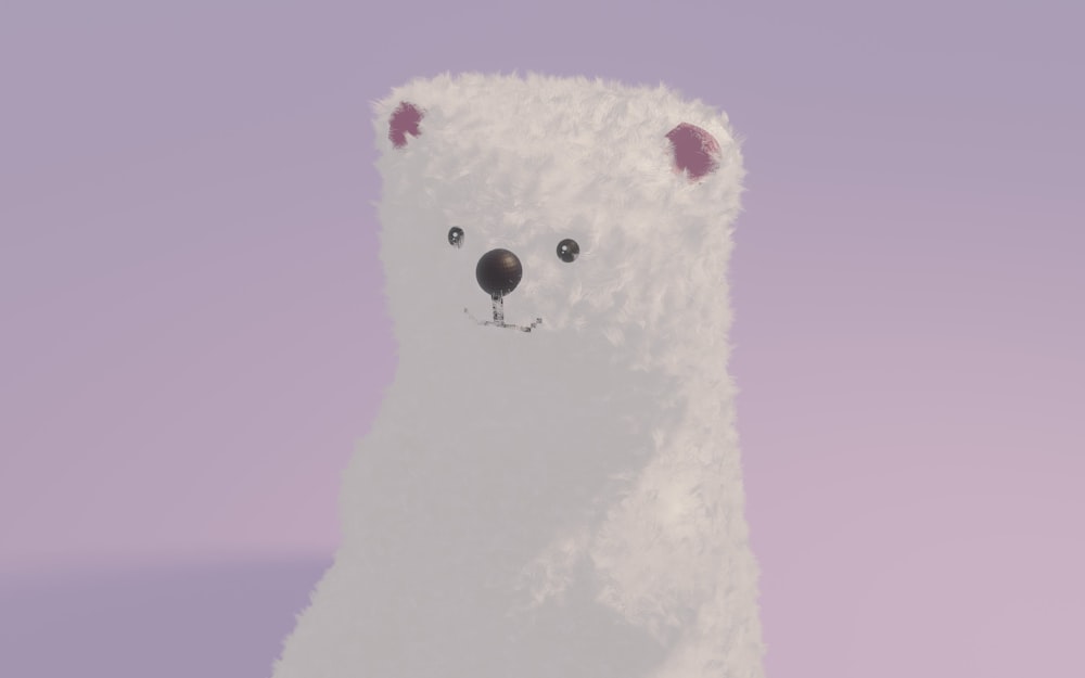 a white polar bear with a purple background
