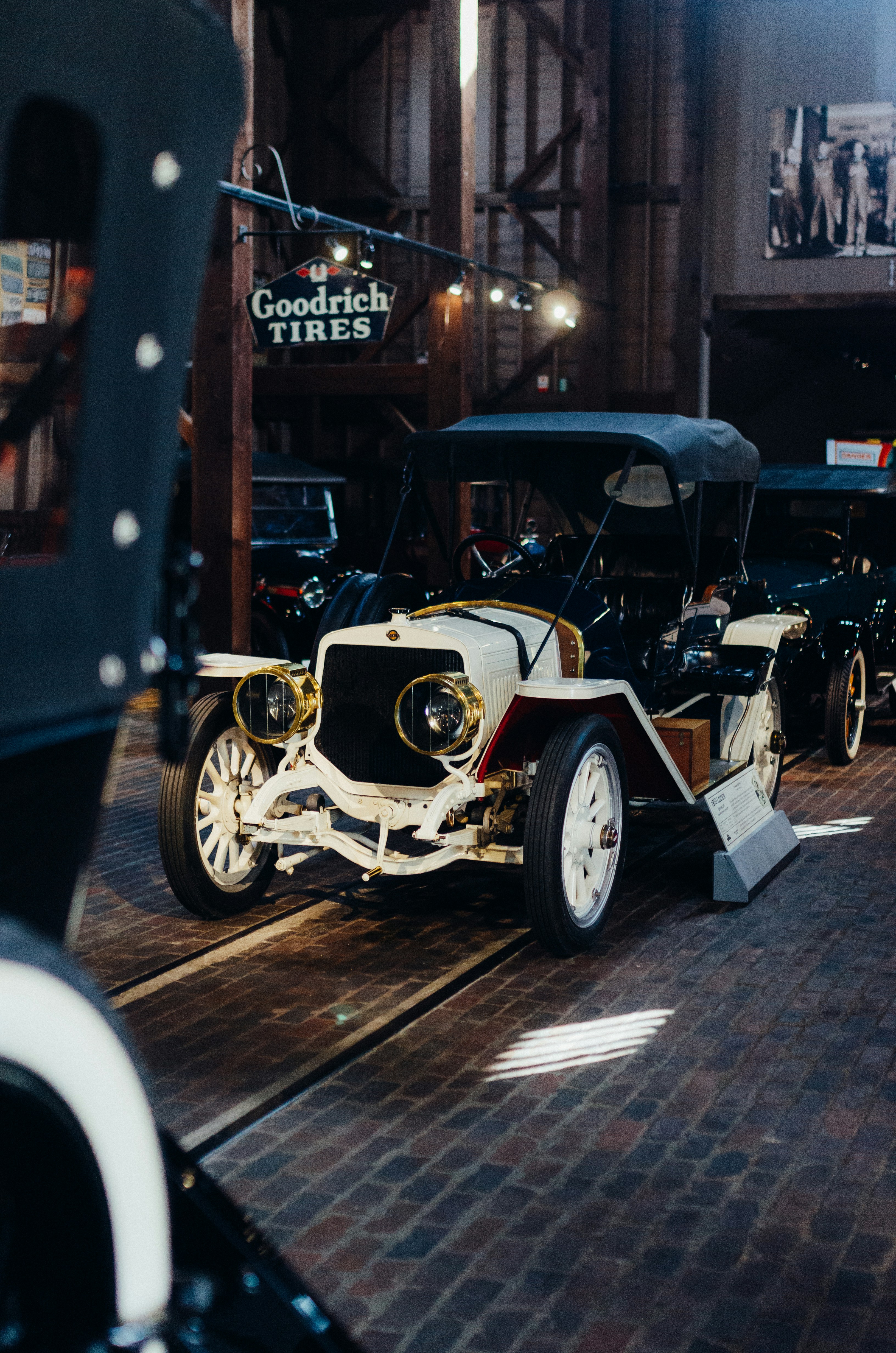 an old model t car on display in a museum