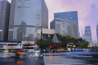 A dynamic collage showing transportation vehicles, retail storefronts, and professionals collaborating in an office.