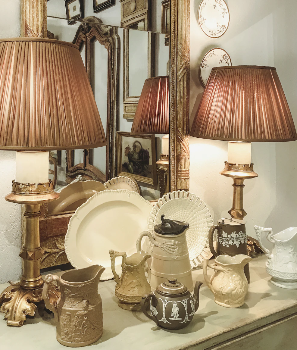 Antique French porcelain on a market table