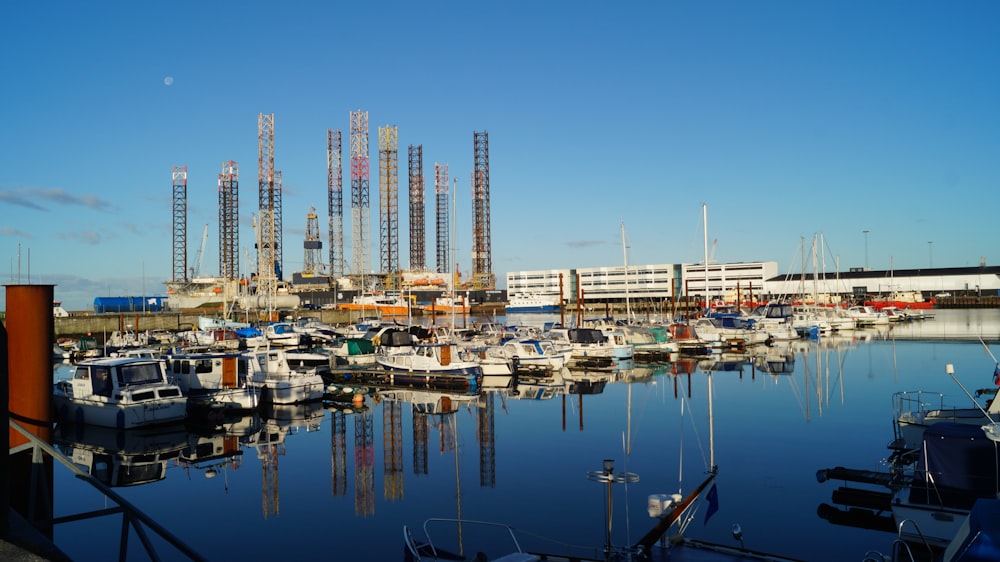 Ein Yachthafen voller Boote unter blauem Himmel