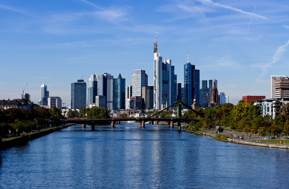 River Main and bridge with the Frankfurt skyline in the background