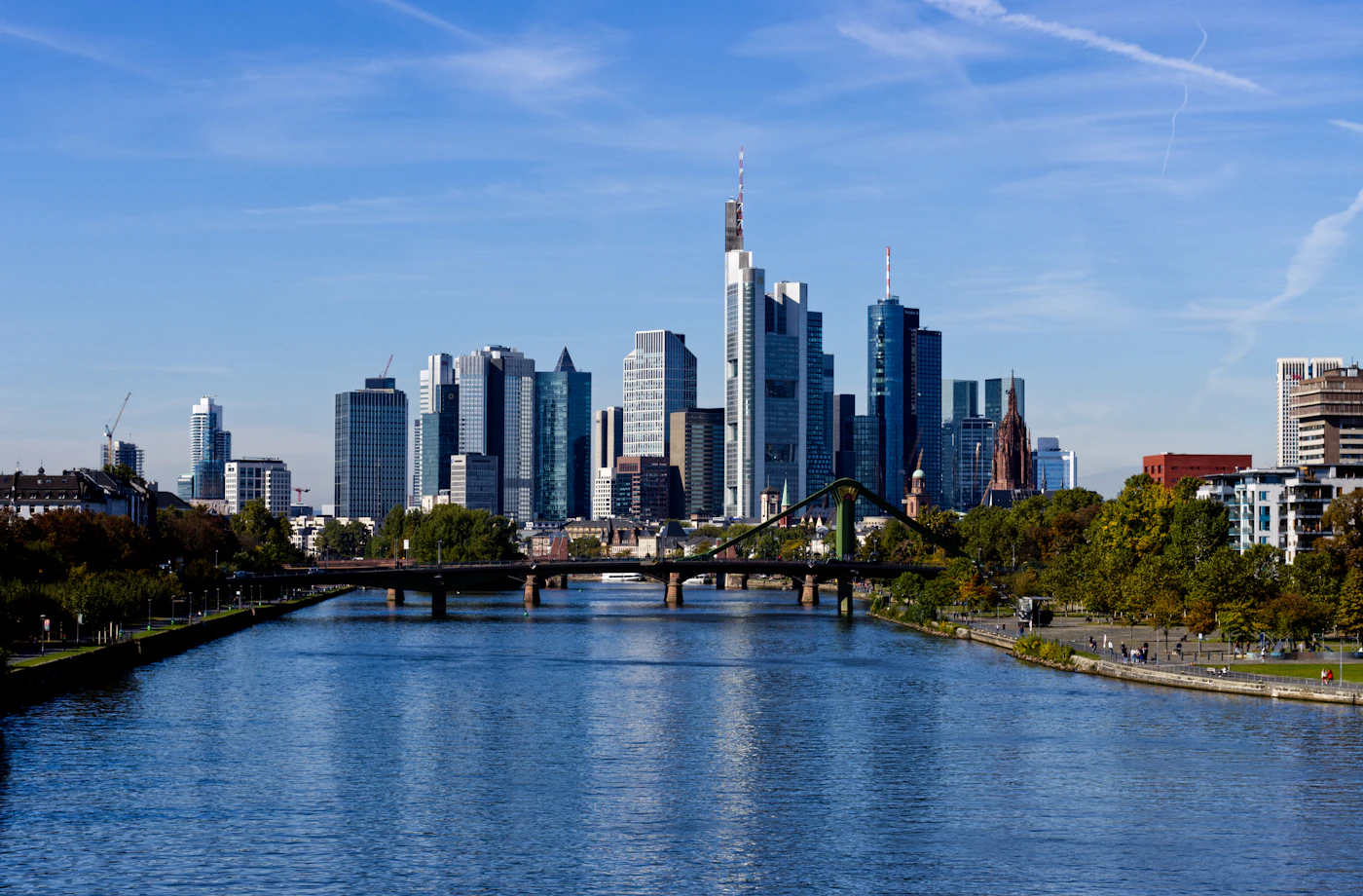 Frankfurt skyline across the river Main