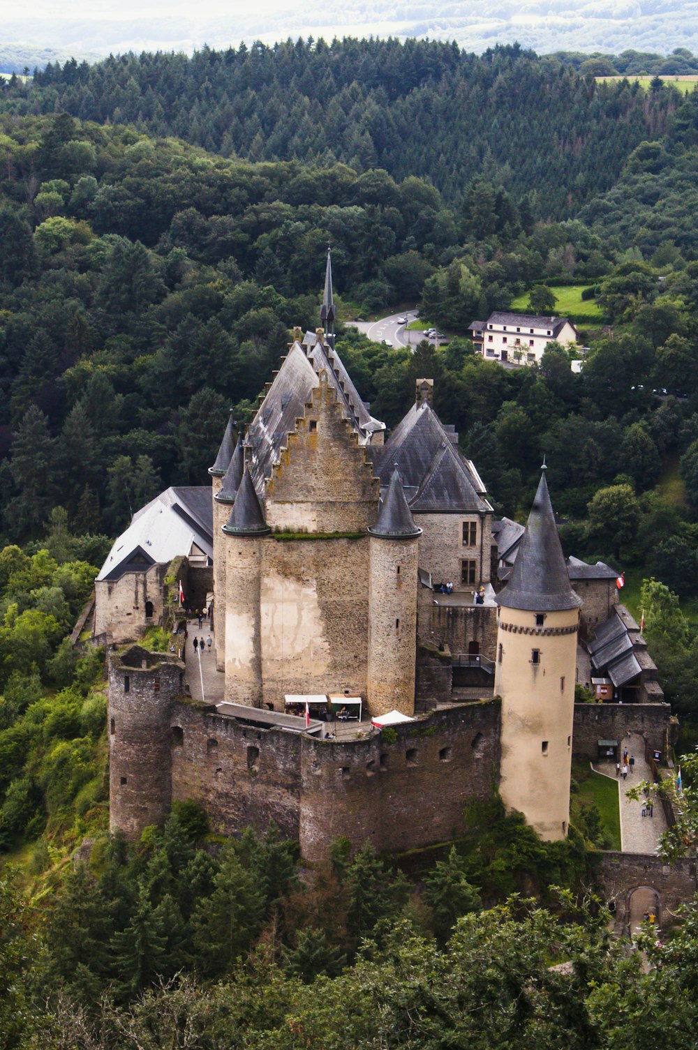 a castle with a clock on the top of it