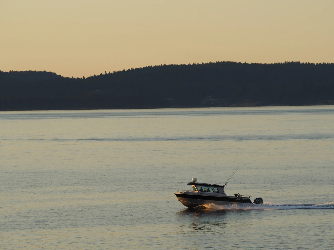 A boat traveling across open water