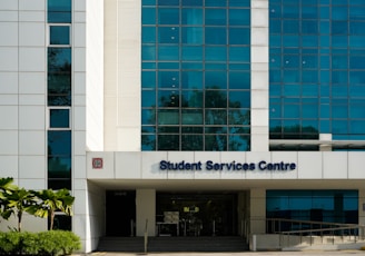 a building with a sign that says student service centre