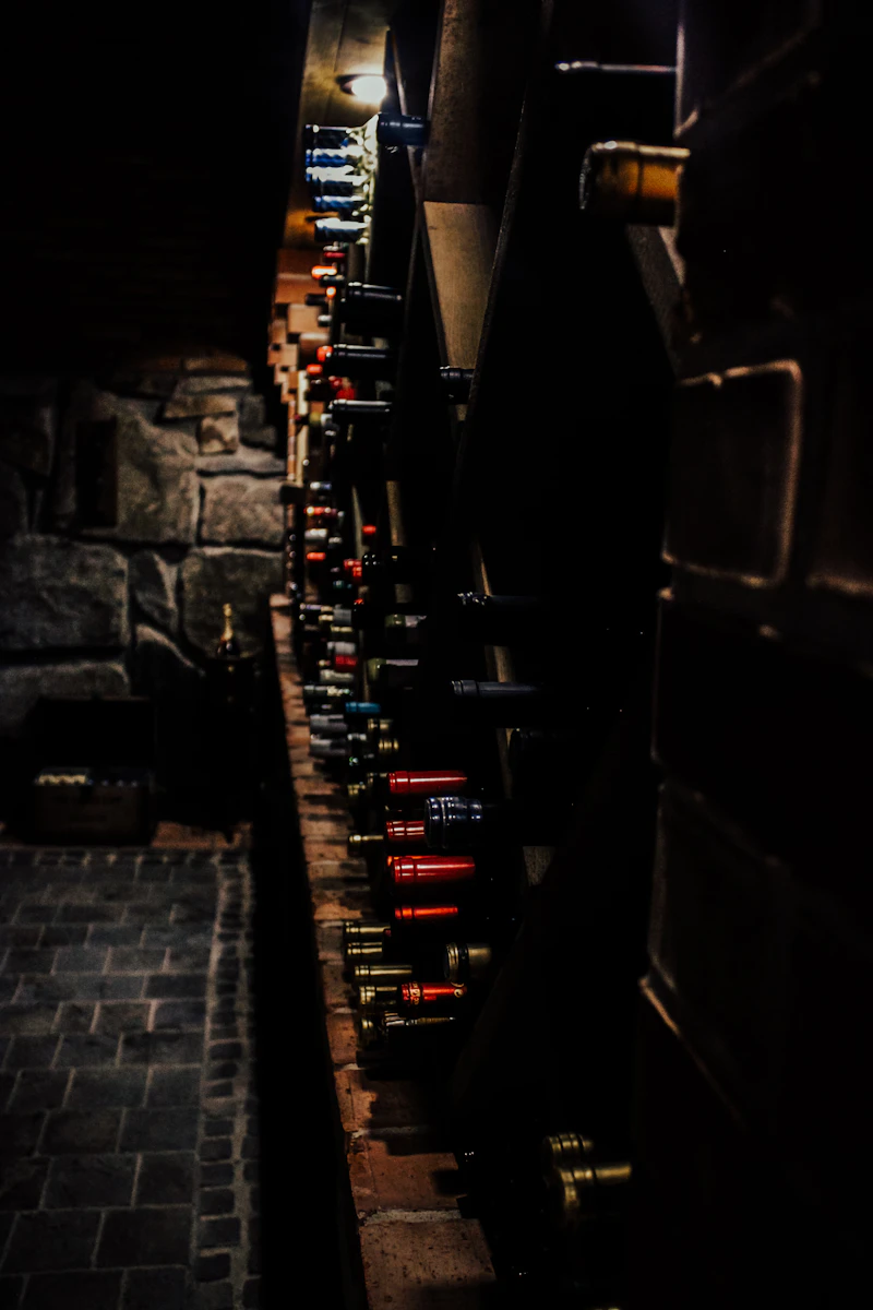 The Cellar Room: a private table surrounded by the restaurant's wine racks