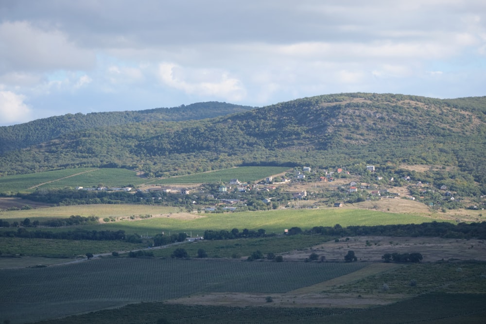 a view of a small town in the distance