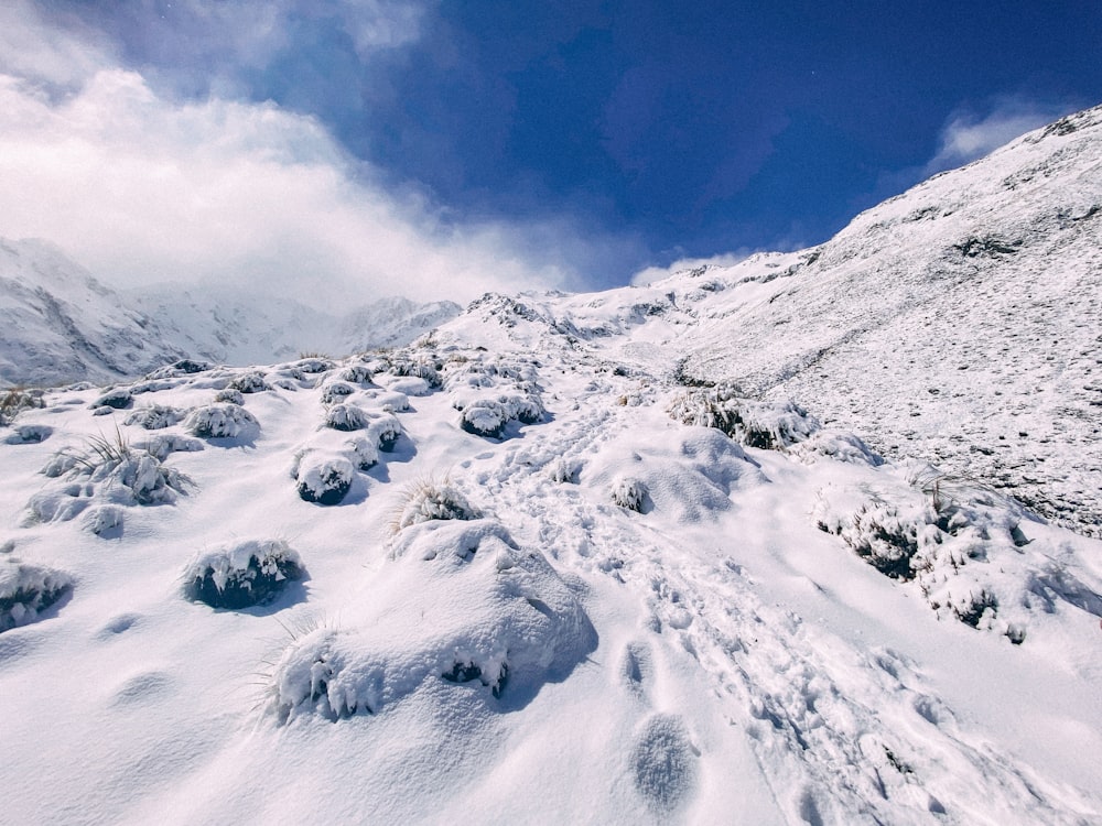 a snow covered mountain with a sky background