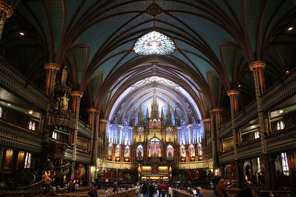 a large cathedral with a stained glass ceiling