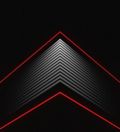 A geometric design featuring black and red shapes representing research projects.