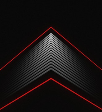 A geometric design featuring black and red shapes representing research projects.