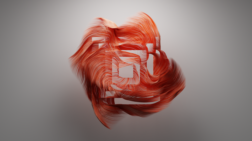 an abstract image of a red fish with a gray background