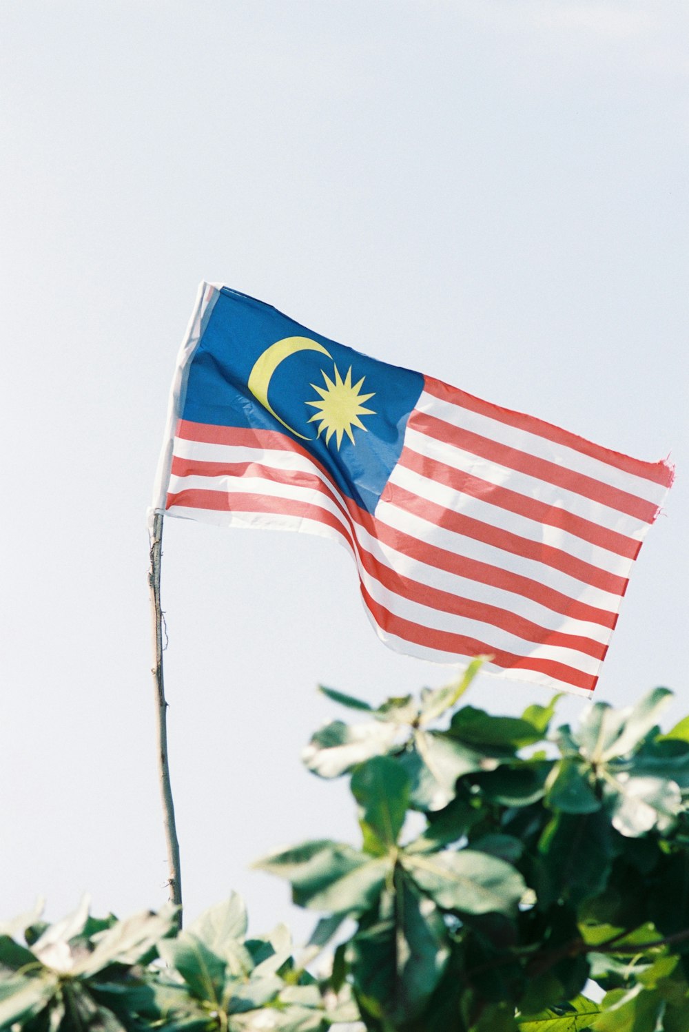 a malaysian flag flying in the wind