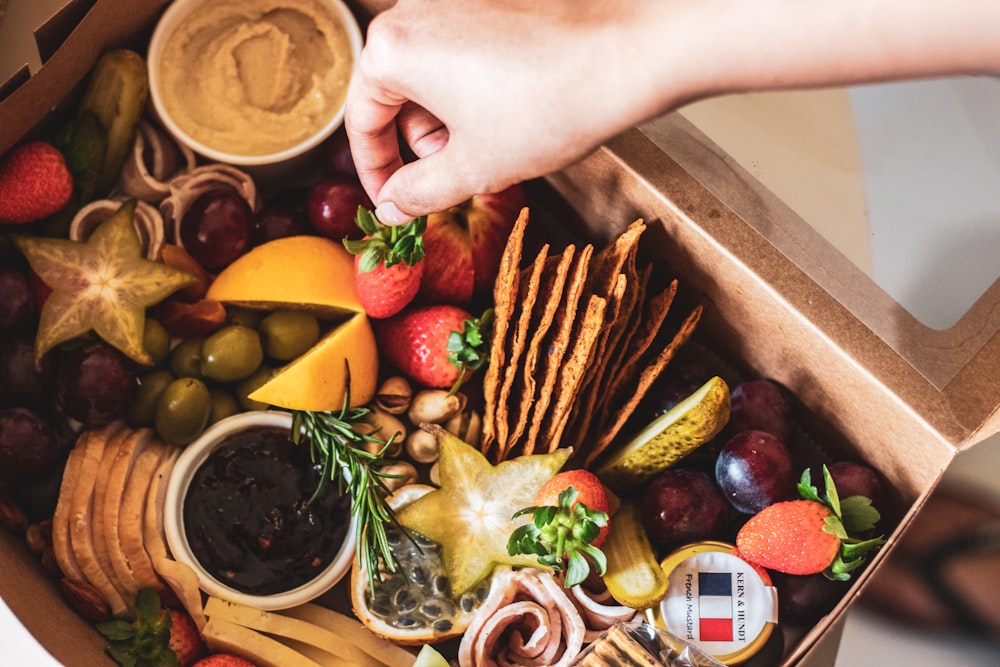 a box filled with lots of different types of food