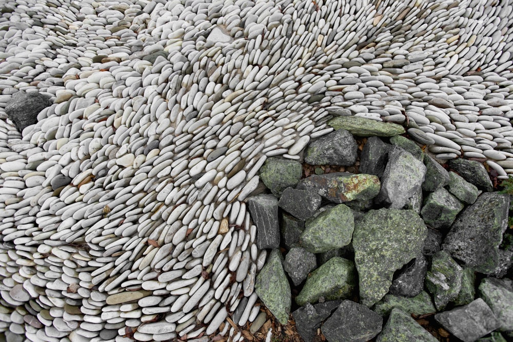 a pile of rocks sitting next to each other