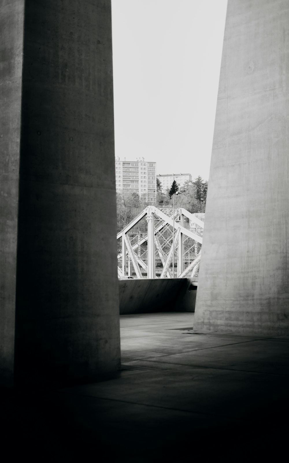 a black and white photo of a bridge