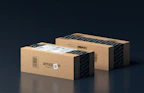 two boxes of amazon are stacked on top of each other