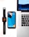 A neatly arranged set of gadgets including a black smartwatch displaying the time, a smartphone with a colorful abstract wallpaper, and a laptop with part of the keyboard visible. The devices are placed on a light surface, emphasizing their sleek design and modern technology.