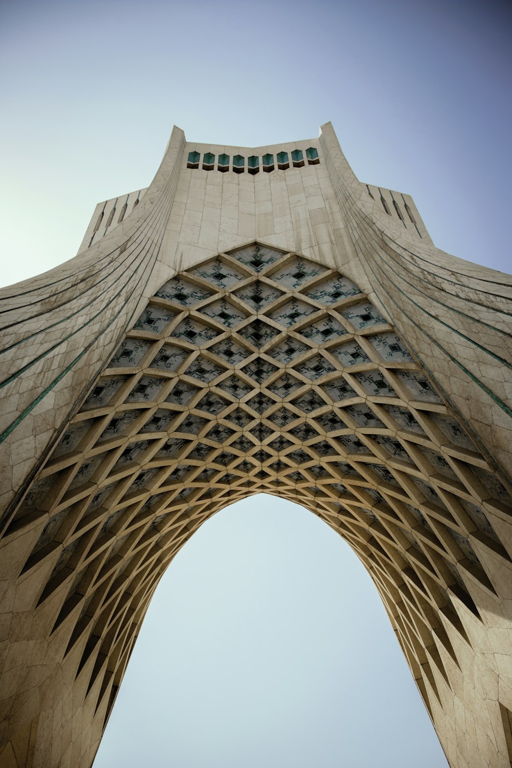 a view of the top of a tall building