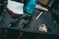 Permanent tattoo equipment set up ready for use in a clean salon space.