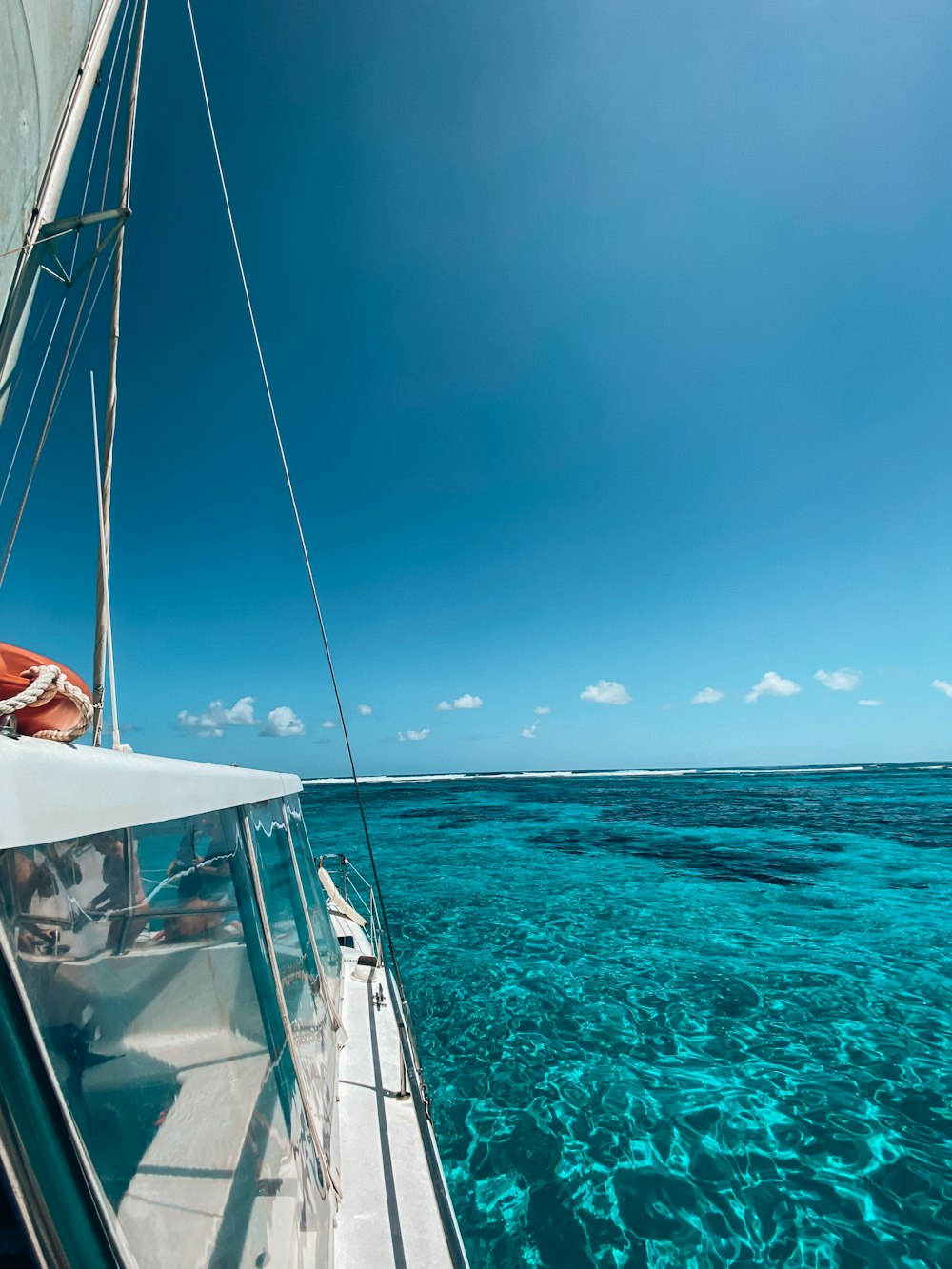 a view of the ocean from a boat