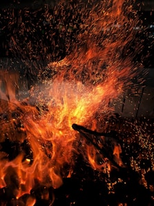 a close up of a fire