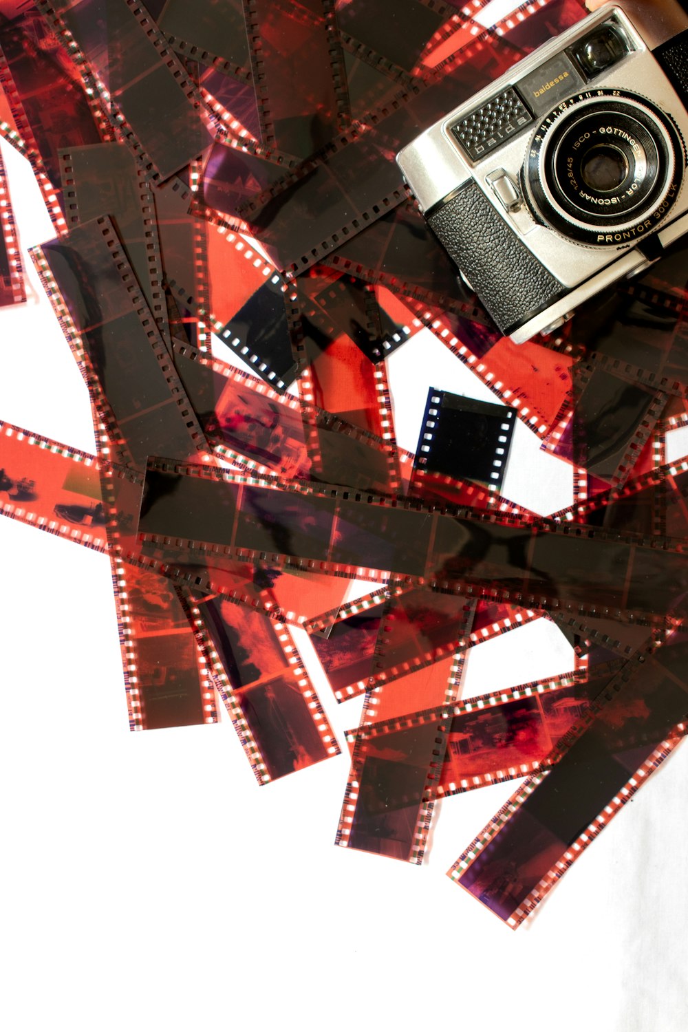 a film strip with a camera on top of it