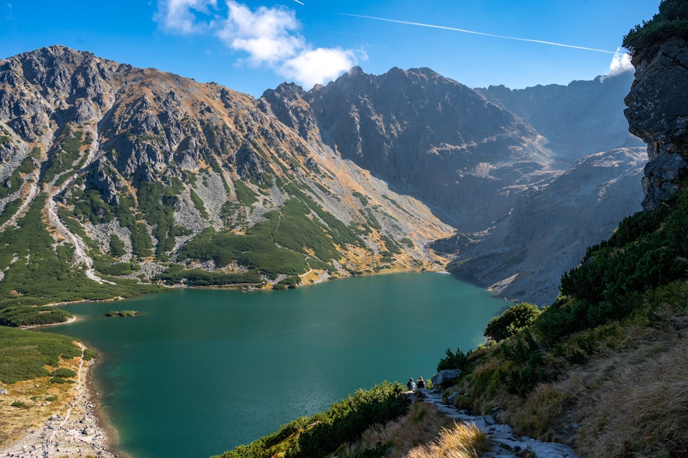 a large body of water surrounded by mountains