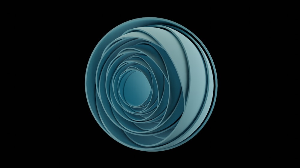 a blue circular object with a black background