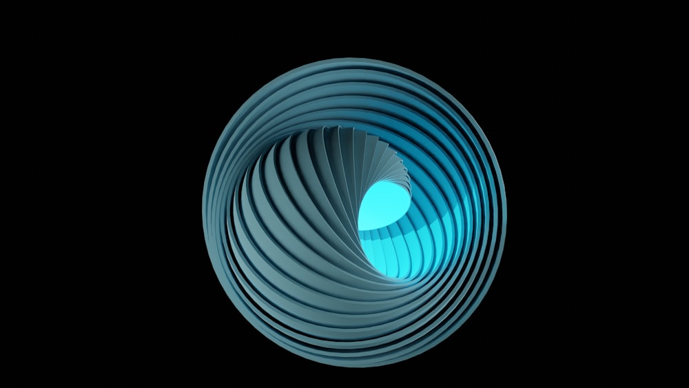 um objeto circular azul com um fundo preto