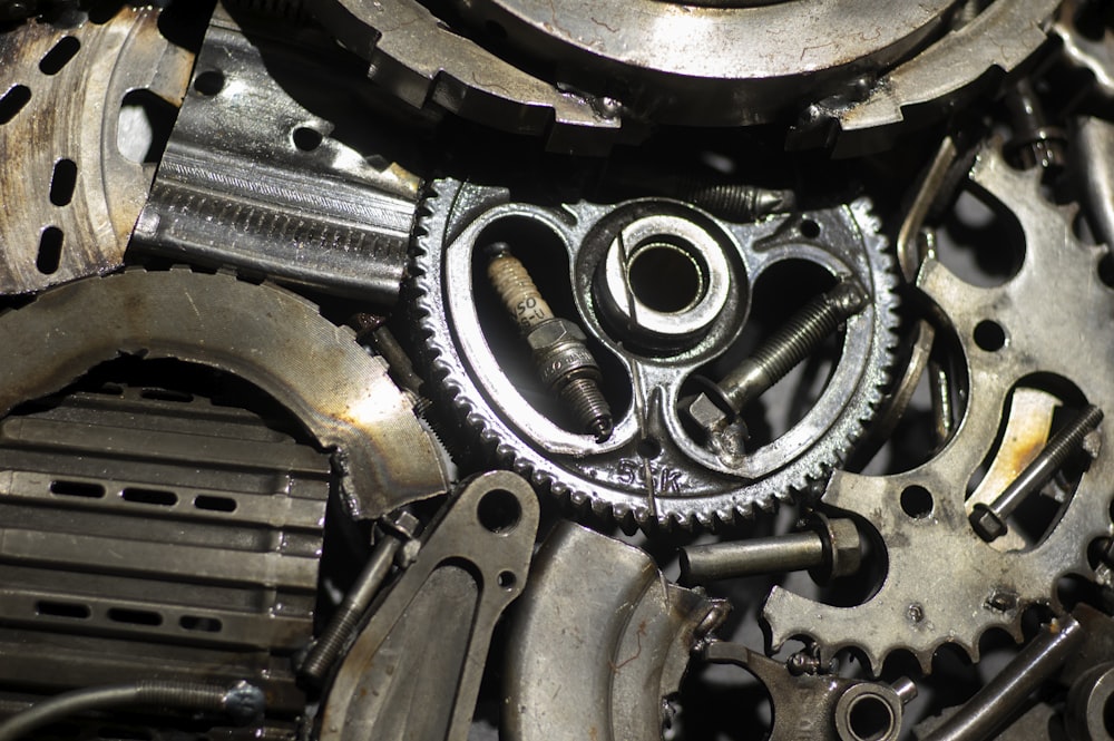 a close up of the gears of a machine