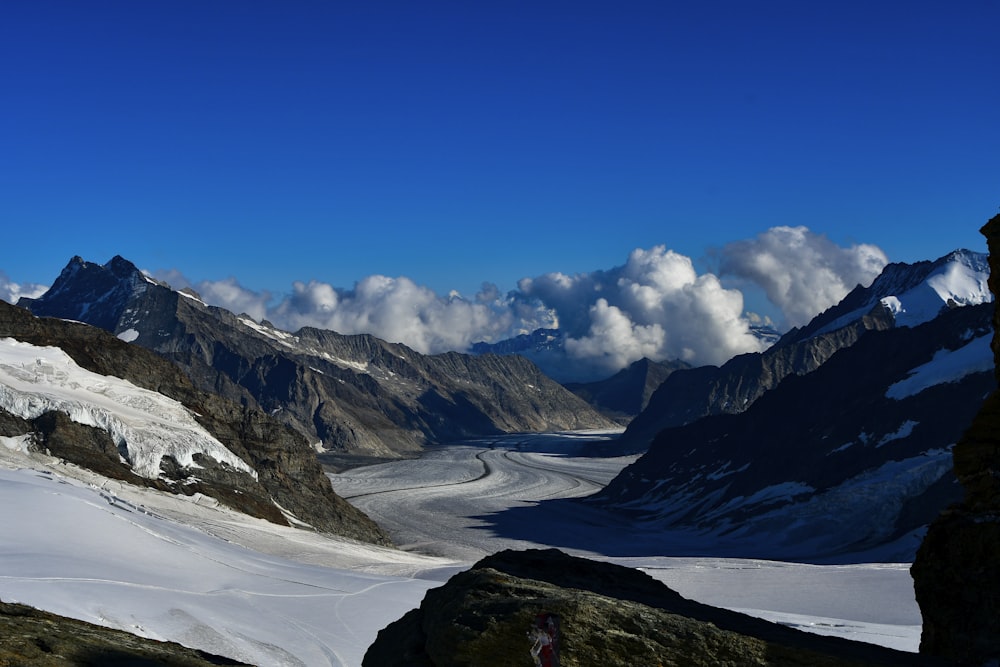 a view of a glacier from a high point of view