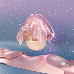 An ethereal floating estate surrounded by glowing orbs and cosmic light trails.