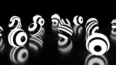 a black and white photo of a number of objects